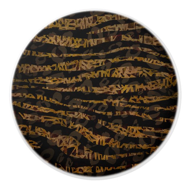Mosaic Chic Elegant Safari Glam Jungle Print Ceramic Knob (Front)