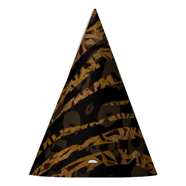 Mosaic Chic Elegant Safari Glam Jungle Print Party Hat (Left)