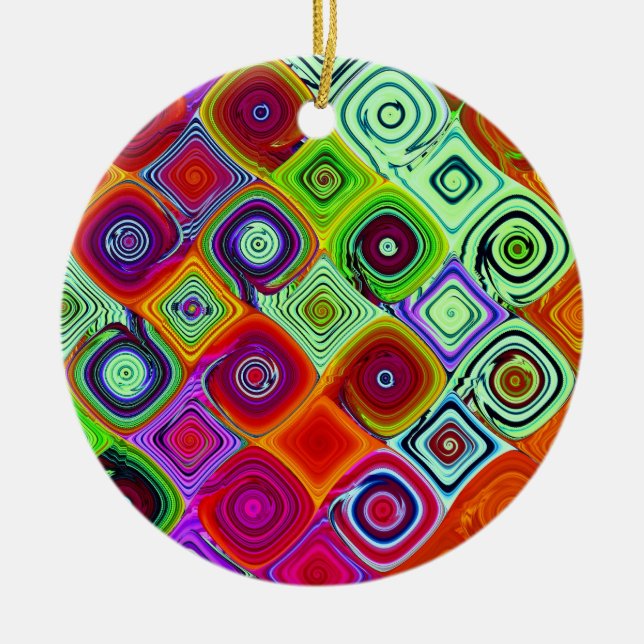 Mosaic Christmas Digital Art Ceramic Tree Decoration (Front)