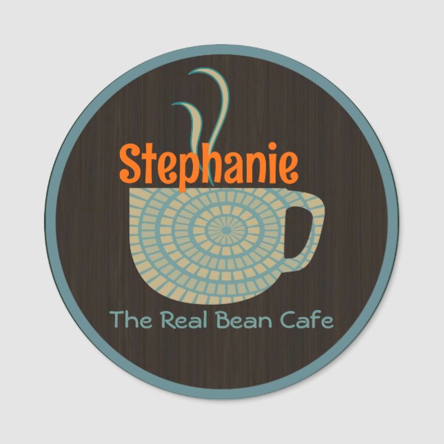 Mosaic Coffee Cup Name Tag (Front)