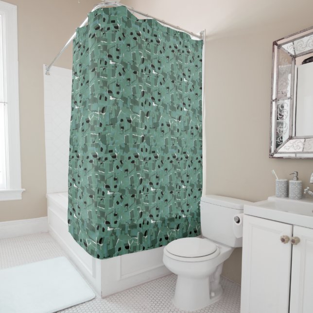 Mosaic collage pattern shower curtain (In Situ)
