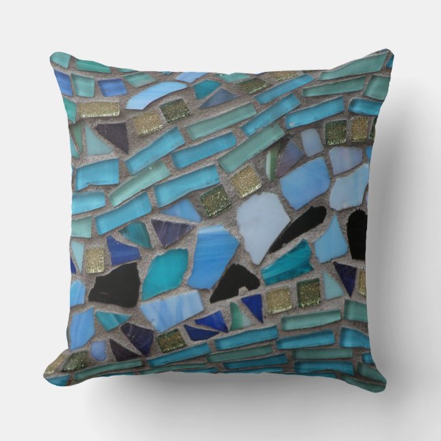 mosaic coloured glass stone art cushion (Front)