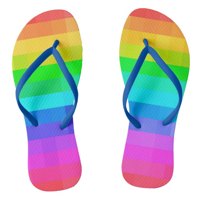 Mosaic Colourful Chequered Rainbow Square Chic Flip Flops (Footbed)