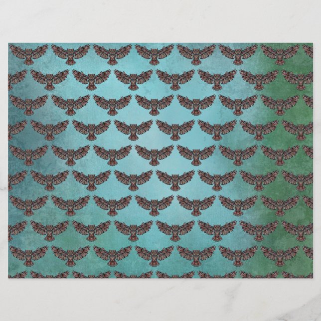 Mosaic colourful Owl Scrapbook paper (Front)