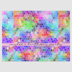 Mosaic Colourful Rainbow Pink Monogram Abstract Tissue Paper