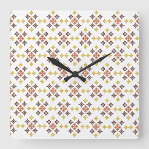 Mosaic Cross Pattern Square Wall Clock