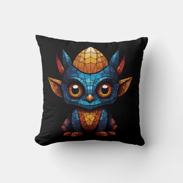 Mosaic cute little figure cushion (Front)