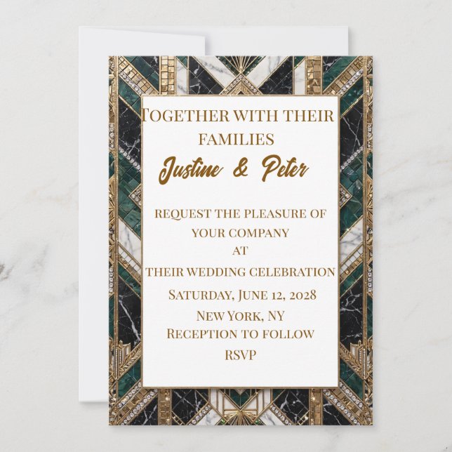 Mosaic Diamond Heart Wedding Invitation (Front)