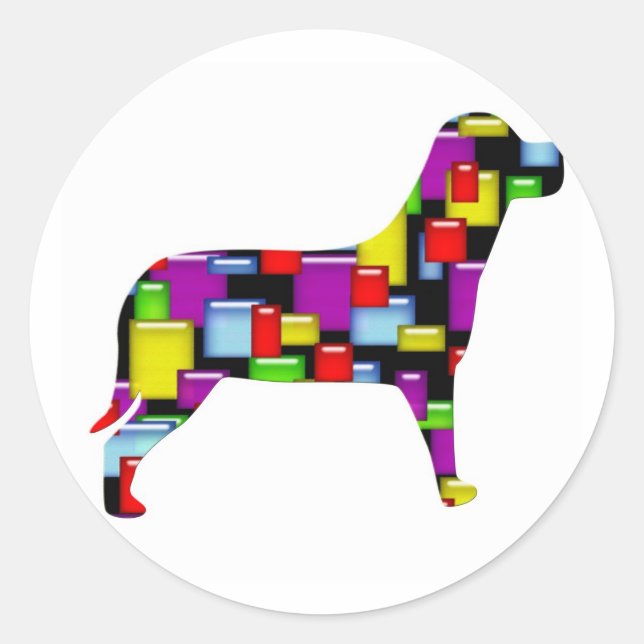 mosaic dog classic round sticker (Front)