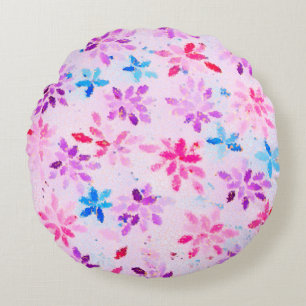 Mosaic Dreams" Artistic Floral Abstract Round Cushion