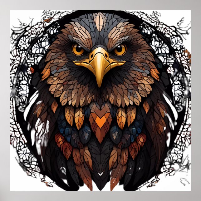 Mosaic Eagle Portrait  Poster (Front)
