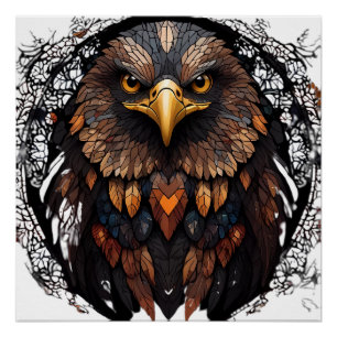 Mosaic Eagle Portrait  Poster