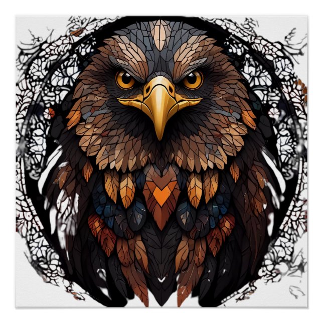 Mosaic Eagle Portrait  Poster (Front)