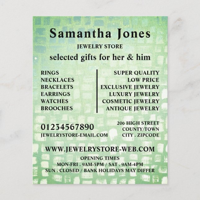 Mosaic Effect, Jewellery Store Flyer (Front)