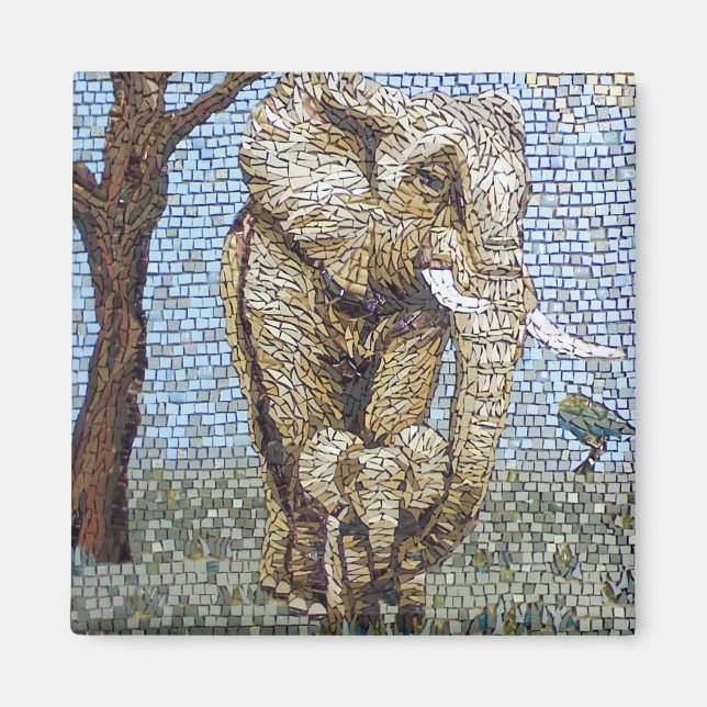 Mosaic elephant magnet (Front)