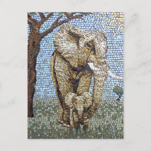 Mosaic elephant postcard