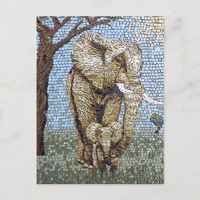 Mosaic elephant postcard (Front)