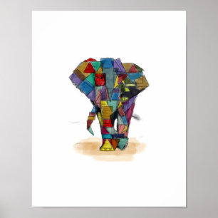 Mosaic Elephant Print Poster