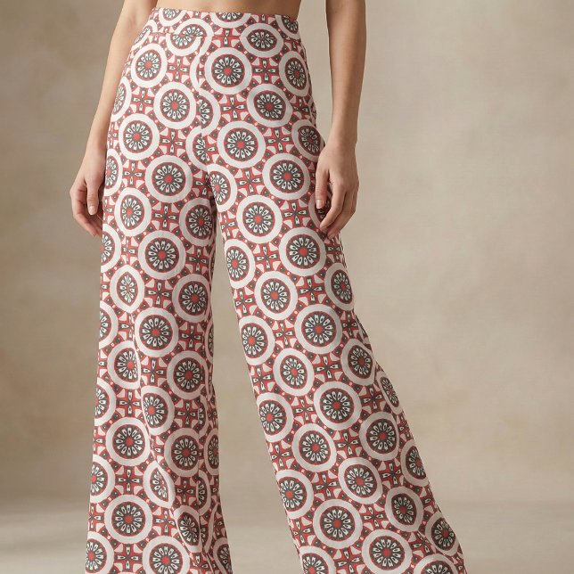 Mosaic Ethnic Geometric Red Grey Black & White Fabric (Creator Uploaded)