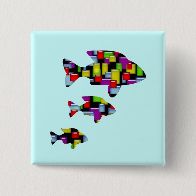 mosaic fish 15 cm square badge (Front)