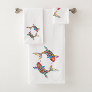 Mosaic Fish  Bath Towel Set