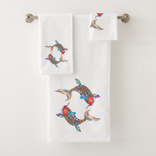Mosaic Fish  Bath Towel Set (Insitu)