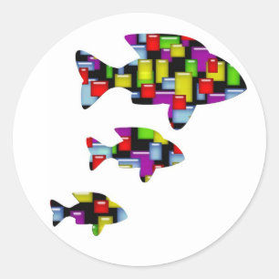 mosaic fish classic round sticker