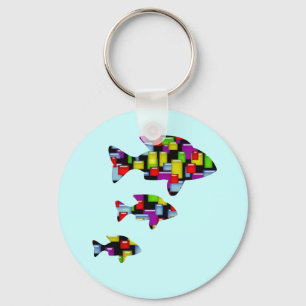 mosaic fish key ring