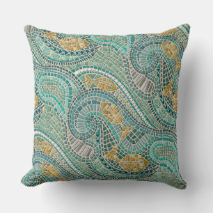 mosaic fish mint cushion