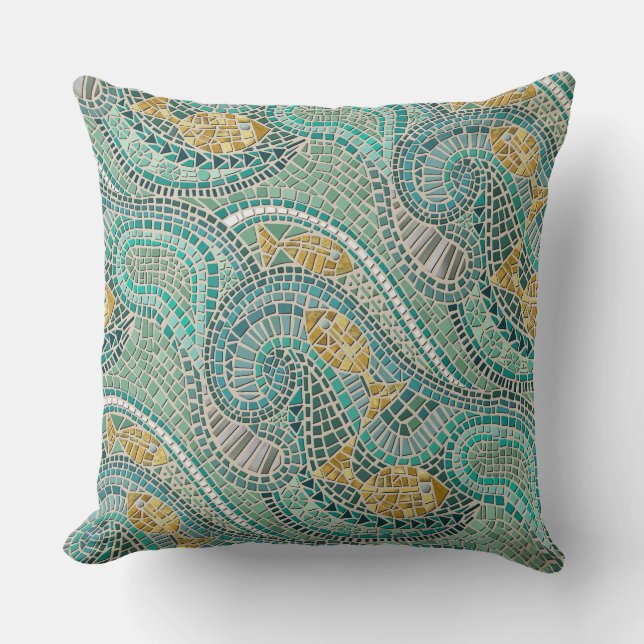 mosaic fish mint cushion (Front)