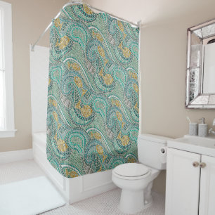 mosaic fish mint shower curtain