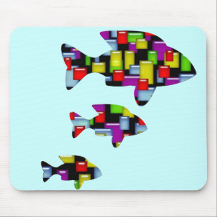mosaic fish mouse mat