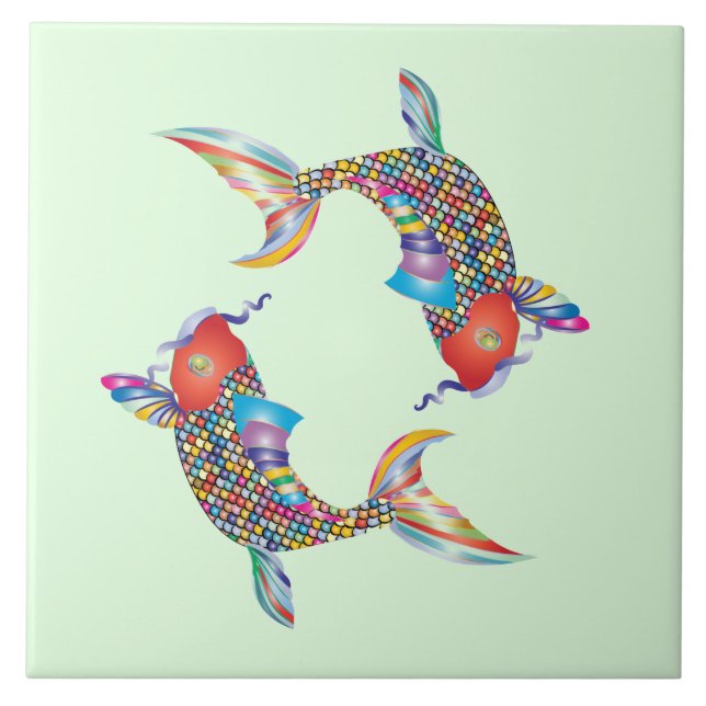 Mosaic Fish on Green Tile (Front)