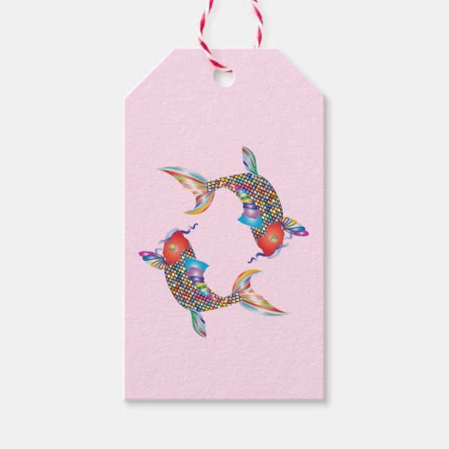Mosaic Fish on Pink Gift Tags (Front)