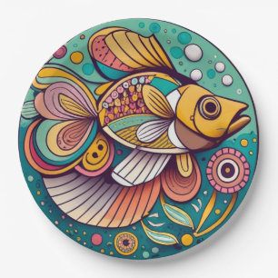 mosaic fish paper plate