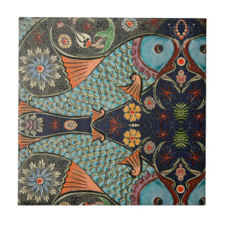 Mosaic Fish Teal / Turquoise Modern Pattern Unique Tile