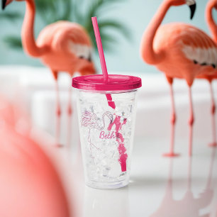 Mosaic Flamingo Personalised Acrylic Tumbler