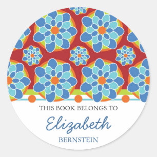 Mosaic Floral Bookplates Classic Round Sticker