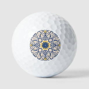 mosaic, floral, golf balls