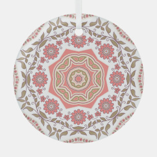 Mosaic Floral Star: Seamless Pattern Glass Tree Decoration