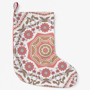 Mosaic Floral Star: Seamless Pattern Small Christmas Stocking
