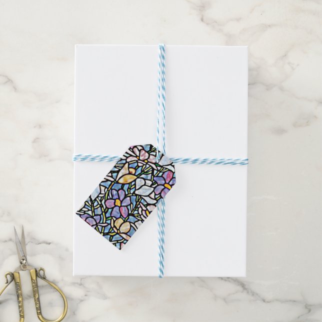 Mosaic Floral Tiles Gift Tags (With Twine)
