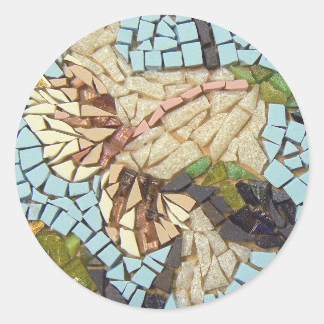 Mosaic flower classic round sticker (Front)