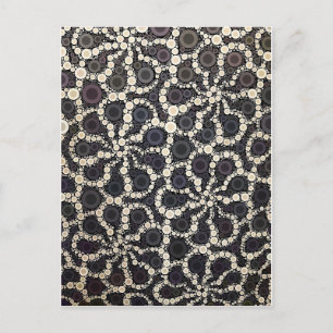 Mosaic Flower Petals Black Brown Tan Postcard