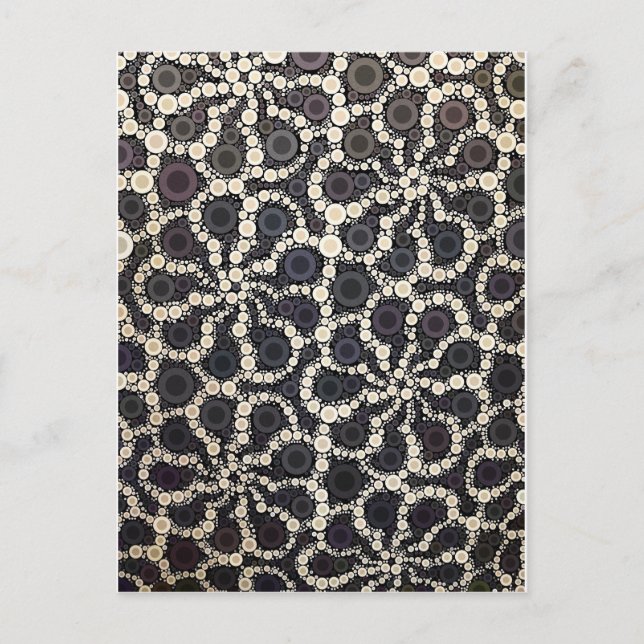 Mosaic Flower Petals Black Brown Tan Postcard (Front)