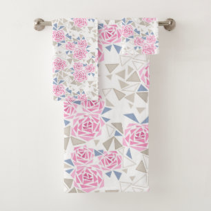 Mosaic, flowers bath towel set