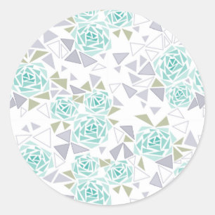 Mosaic, flowers classic round sticker