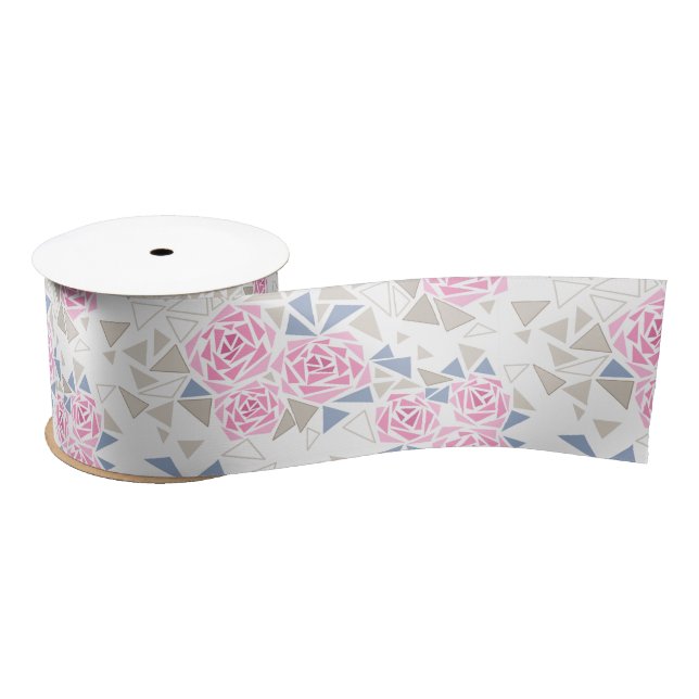 Mosaic, flowers satin ribbon (Spool)