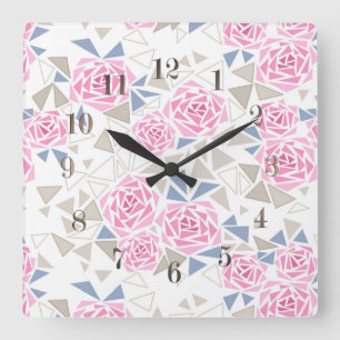 Mosaic, flowers square wall clock