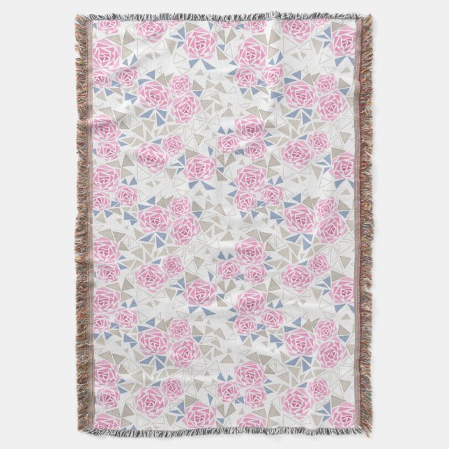 Mosaic, flowers throw blanket (Front Vertical)